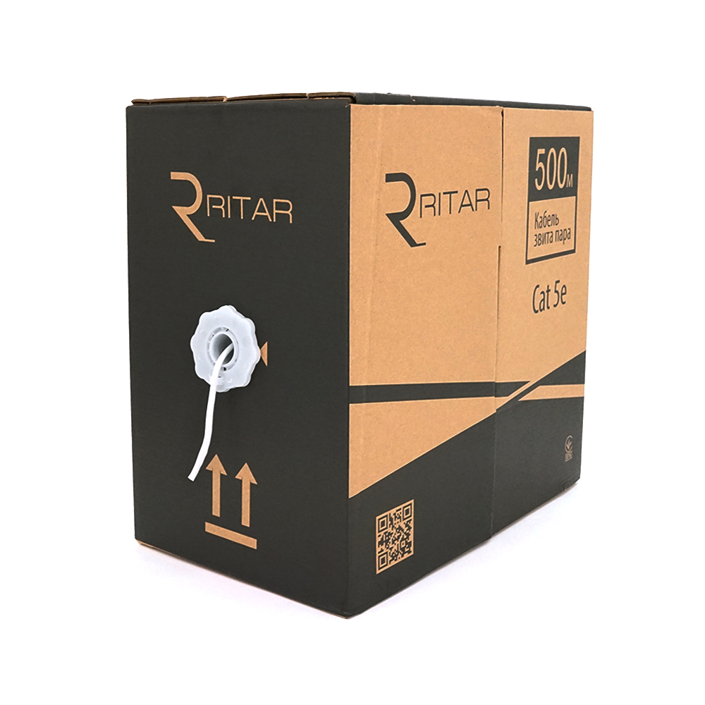 Кабель КВП UTP (2*2*0.5) 2p 24 AWG, Ritar, (CCA), для внутр. робіт, 500м, White, Corton BOX (380x380x450),Q2 (Y-5059)