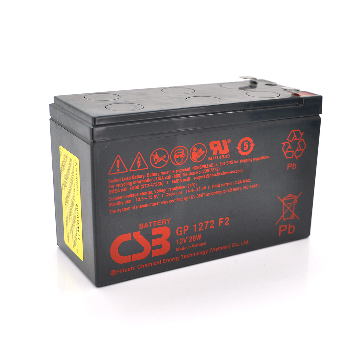 Акумуляторна батарея CSB GP1272F2, 12V 7,2Ah (28W) (151х65х100мм) 2.1кг Q10 (Y-7775)