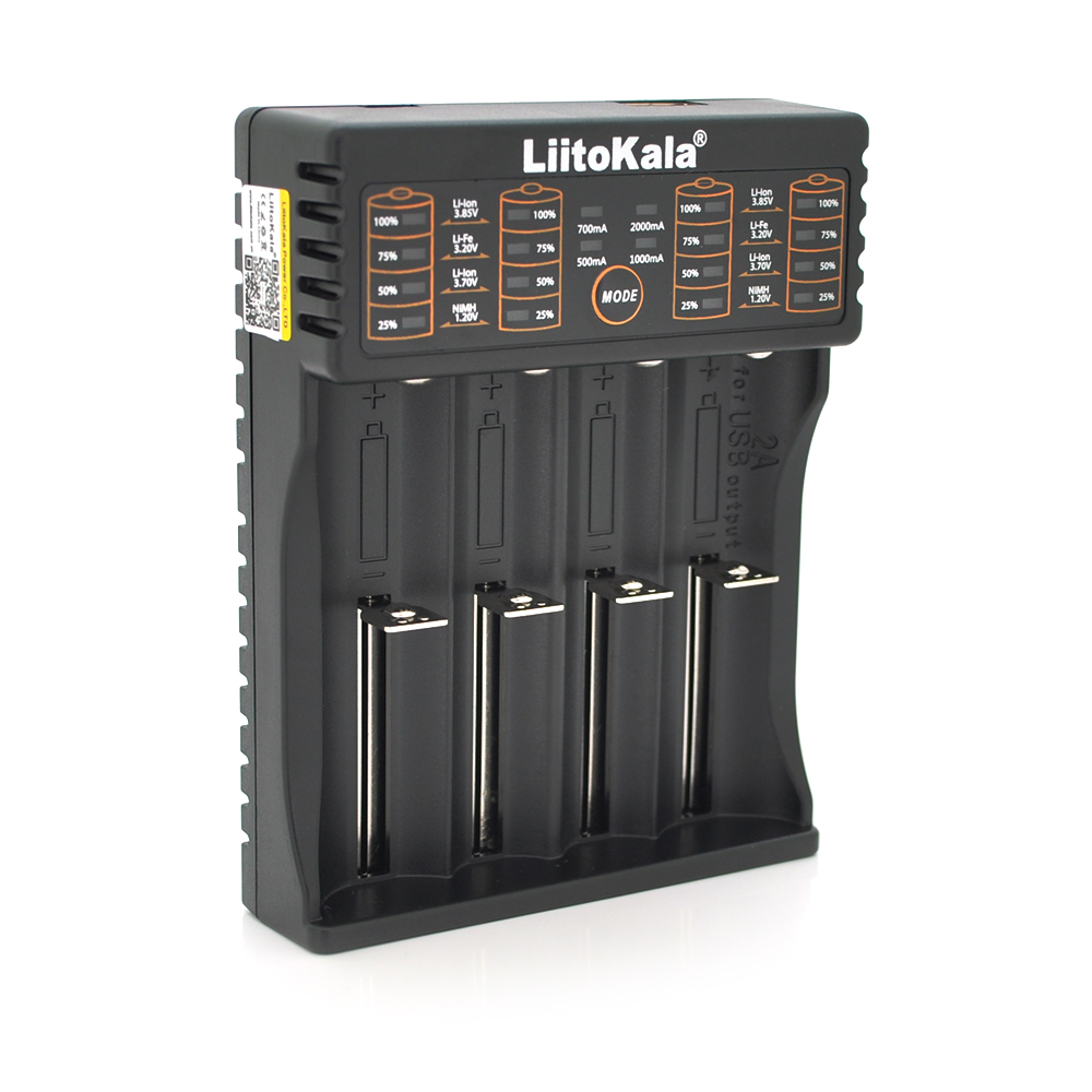 ЗУ універсальне Liitokala lii-402, 4 канали, LCD дисплей, підтримує Li-ion, Ni-MH та Ni-Cd AA(R6), ААA(R03), AAAA, С(R14) (Y-8174)
