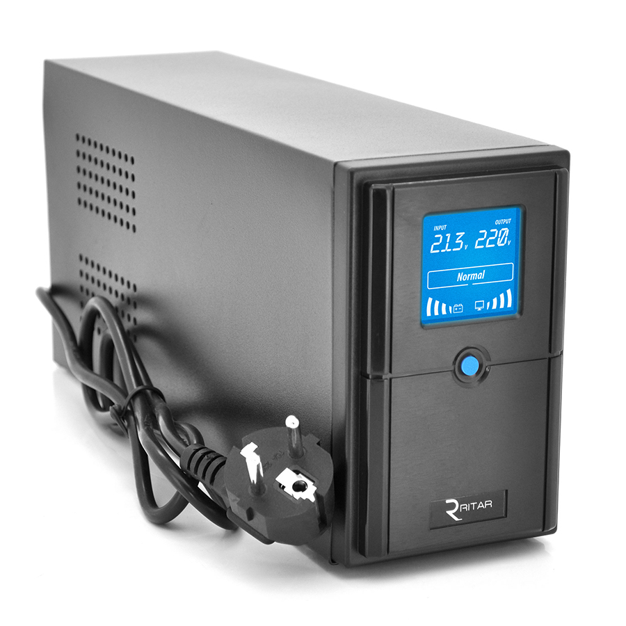 ДБЖ Ritar E-RTM500 (300W) ELF-D, LCD, AVR, 2st, 2xSCHUKO socket, 1x12V7Ah, metal Case. Q4 (370*130*210) 4.8 кг (310*85*140) (Y-9821)