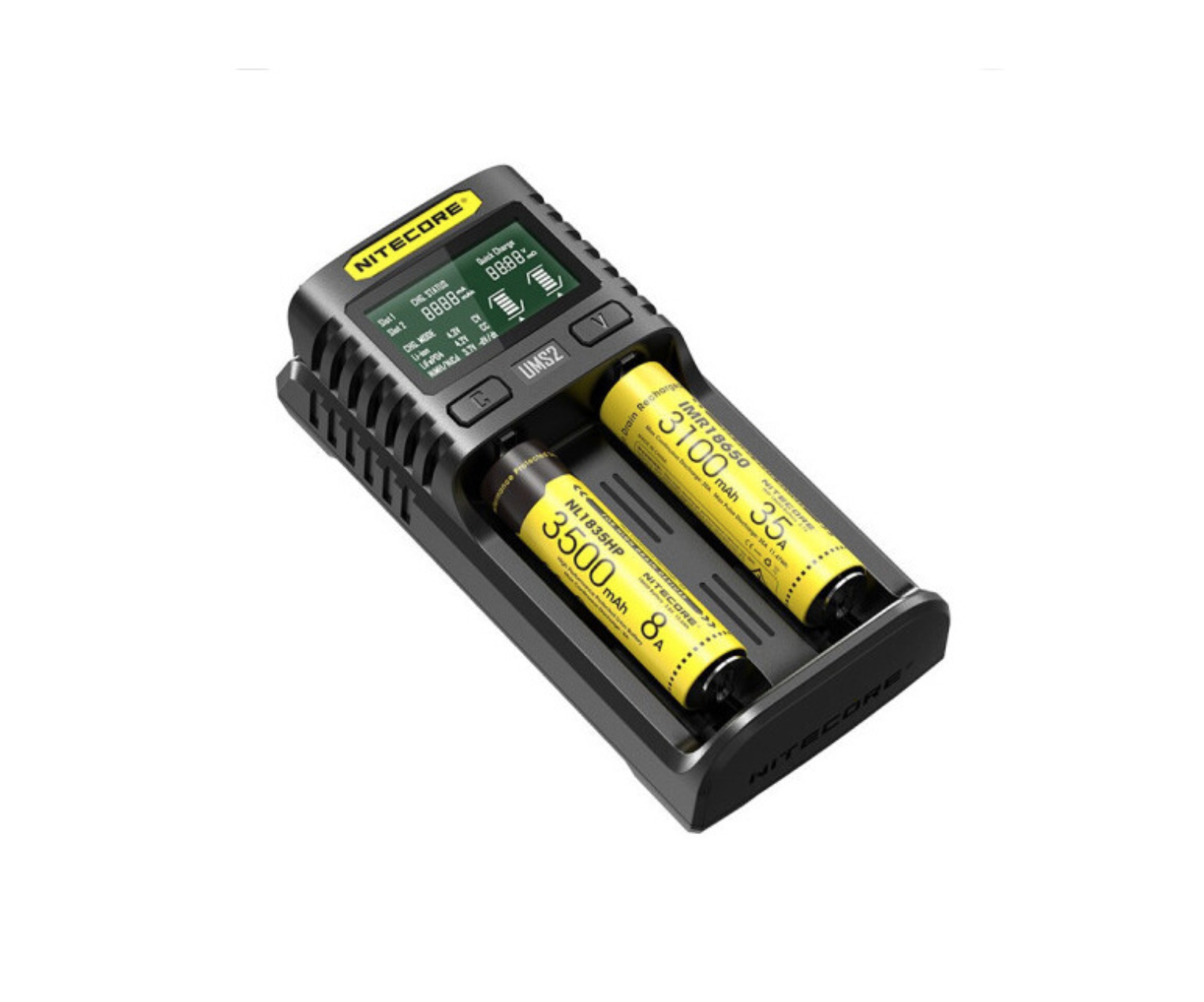 Зарядний пристрій універсальний Nitecore Digicharger UM2, 2 канали, LCD дисплей, підтримує Li-ion, Ni-MH та Ni-Cd AA (R6), ААA (R03), С (R14) (Y-11454)