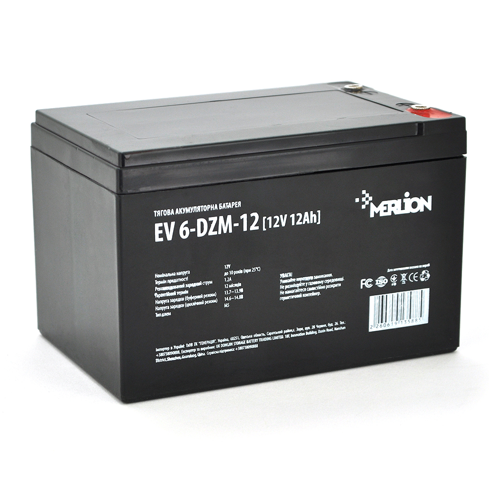 Тягова акумуляторна батарея Merlion EV 6-DZM-12, 12V 12Ah M5 (152*99*98), Q3 (Y-13588)