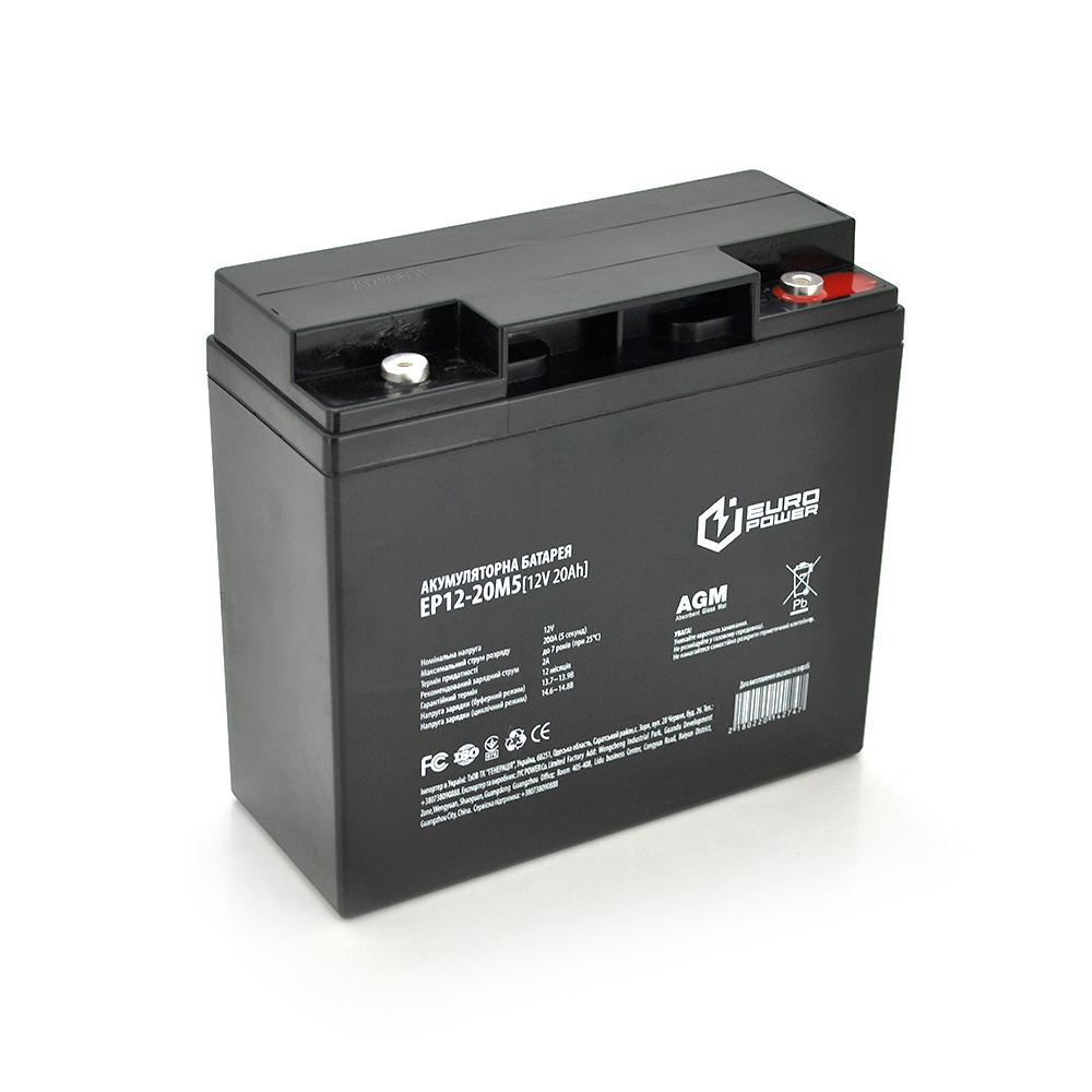 Аккумуляторная батарея EUROPOWER AGM EP12-20M5 12 V 20Ah ( 181 x 76 x  166 (168) )  Black Q4 (Y-14274)
