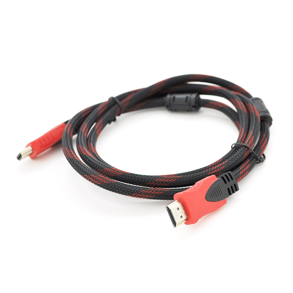 Кабель Merlion HDMI-HDMI 25m, v1.4, OD-7.4mm, 2 фільтра, обплетення, круглий Black / RED, коннектор RED / Black, (Пакет) Q25 (Y-16227)