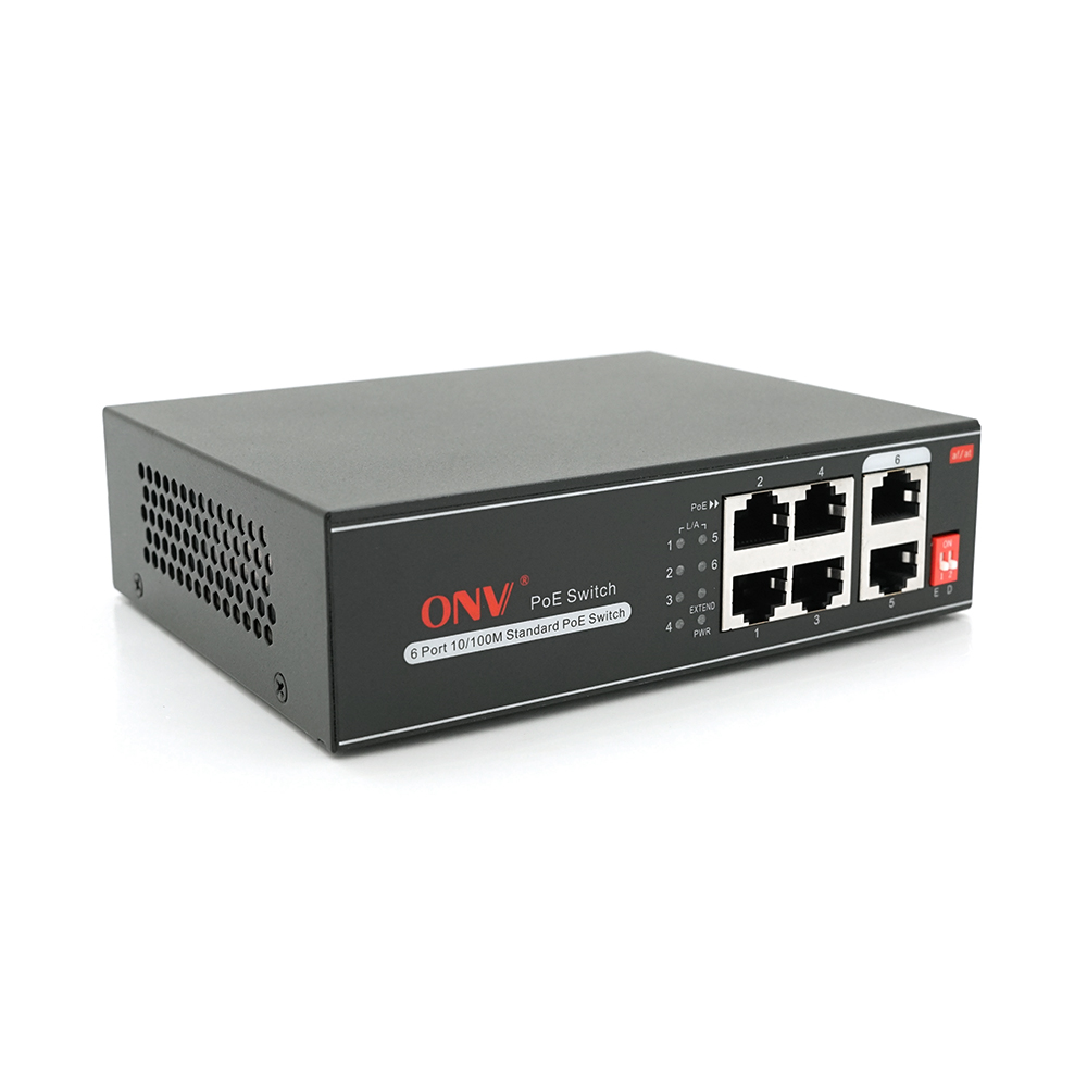 4х портовий PoE комутатор з автоперезапуском ONV-H1064PLD, 4хРоЕ 100Мбіт + 2хUplink 100Мбіт до 250м, IEEE802.3af/at, загальна потужність 65Вт (Y-16425)