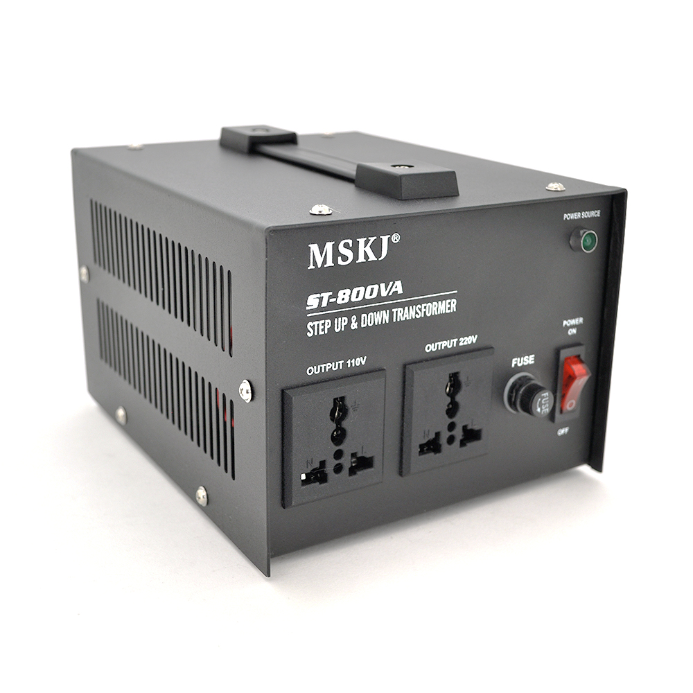 Перетворювач напруги MSKJ ST-800VA (500 Вт) Трансформаторний Input 220 V/Output 110 V, + 2 універсальні розетки (Y-16800)
