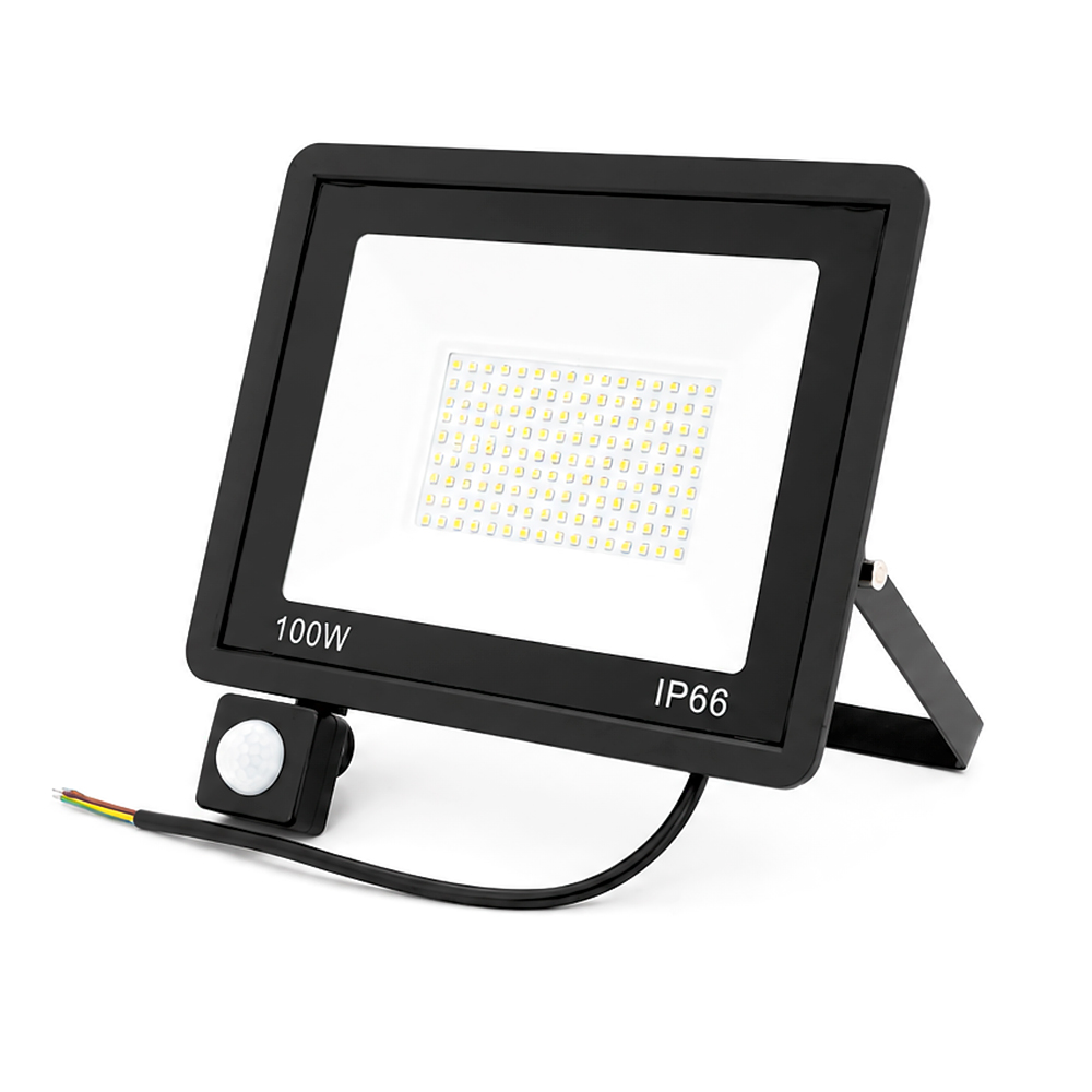 Прожектор LED з датчиком руху Ritar ZB-PGGY-100W, 100W, SMD2835, IP65, 8000Lm, 6500K (100%), Ra>70, 271*200*40mm, Black (Y-17291)