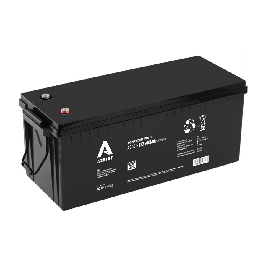 Акумулятор AZBIST Super GEL ASGEL-122500M8, Black Case, 12V 250.0Ah (522 x 269 x 219) Q1 (Y-18068)