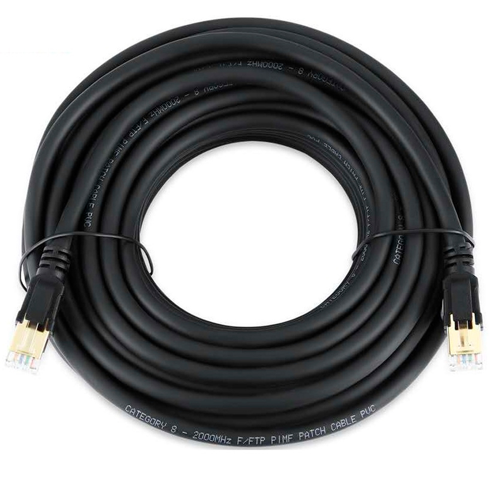 Патч-корд литий VEGGIEG, CCA, SSTP, RJ45, Cat.8, 25m, чорний (Y-19672)