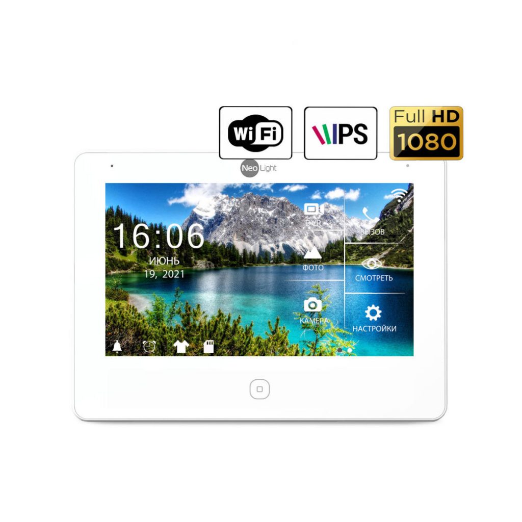 7ми дюймовий сенсорний Full HD відеодомофон з WiFi \ LAN і пам'яттю NeoLight ALPHA HD WF білий (Y-21541)