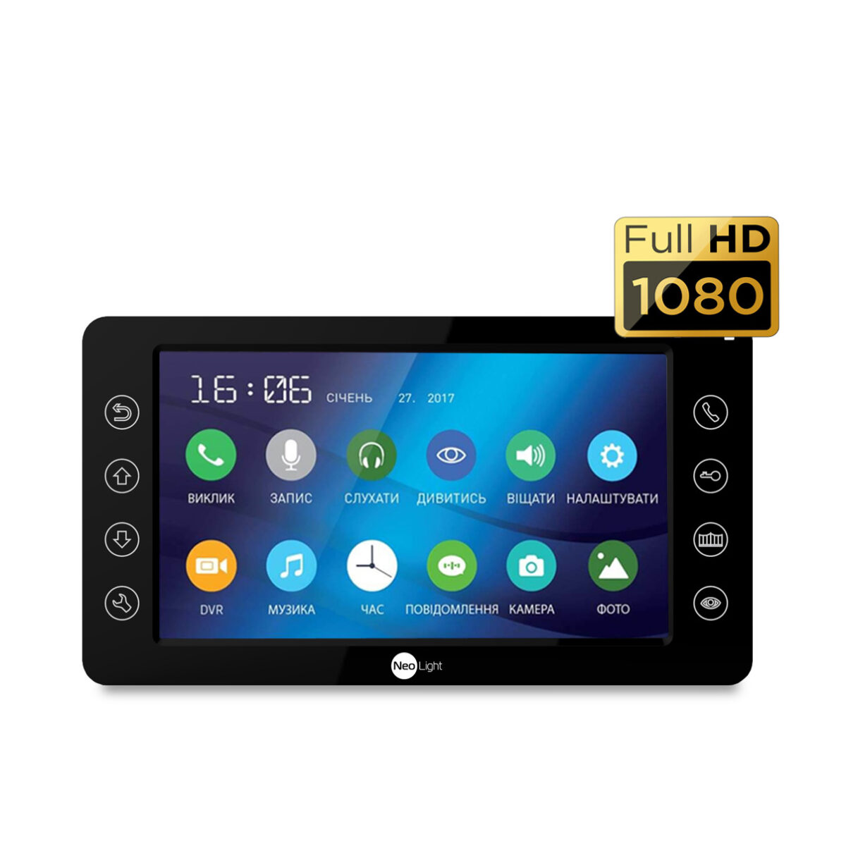 7ми дюймовий Full HD відеодомофон з пам'яттю NeoLight KAPPA + HD чорний (Y-21915)