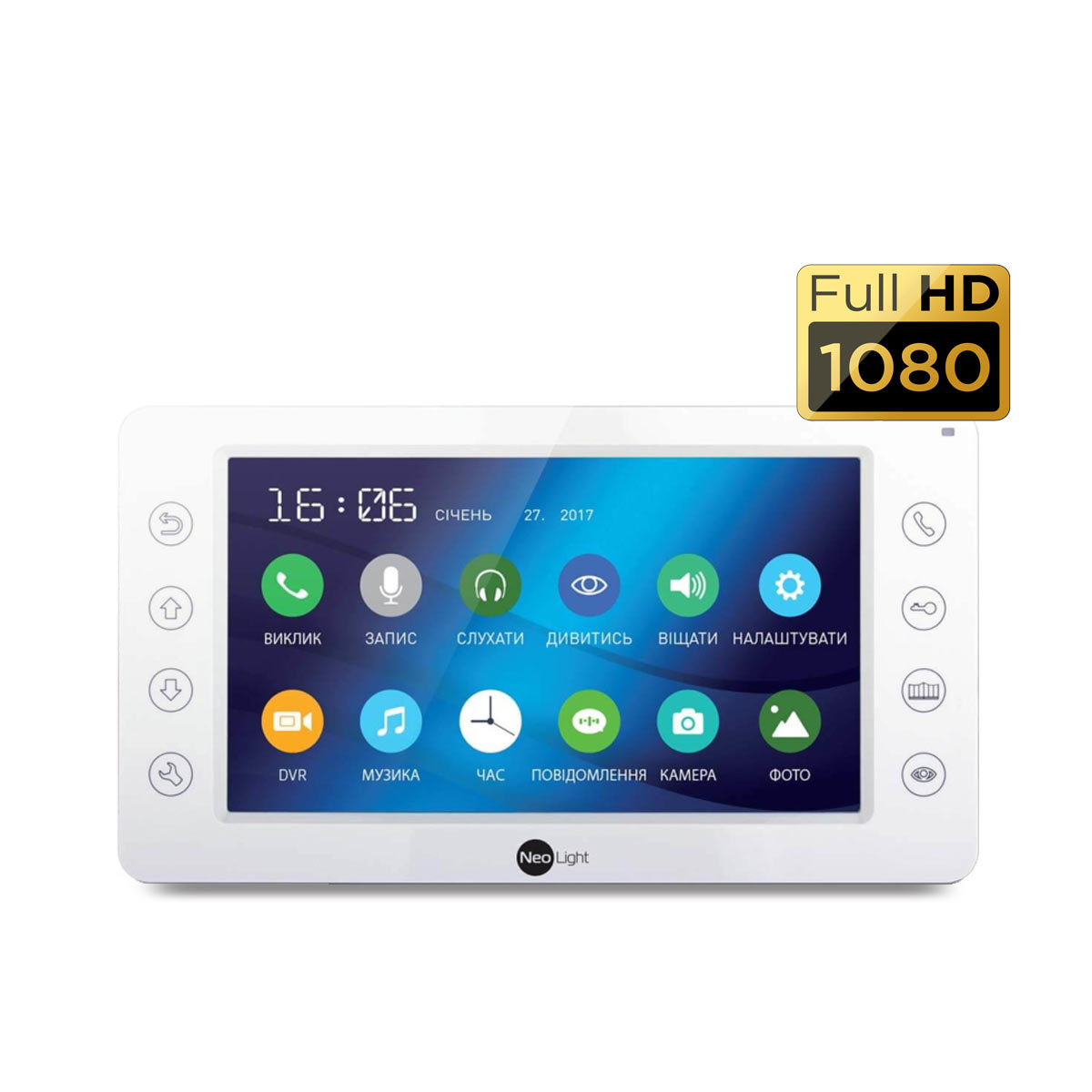 7ми дюймовий Full HD відеодомофон з пам'яттю NeoLight KAPPA + HD білий (Y-22372)
