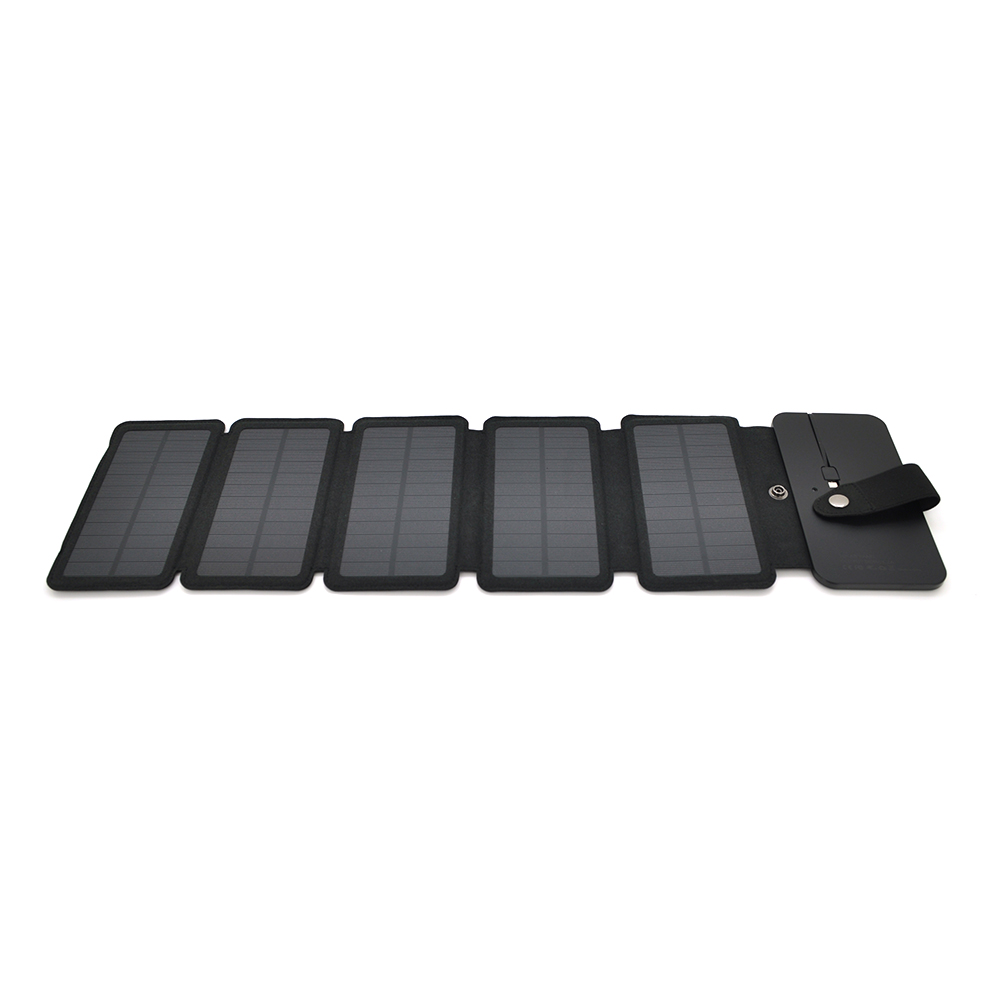 Solar panel 5 Foldings, built-in microUSB cable, Output: 5 /1,2 А(USB), plastic, Black, Corton box (Y-26933)