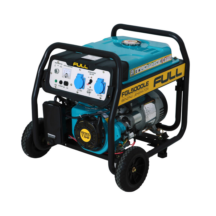 Генератор бензиновий FGL 5000LE, 1-фазний 230V, 50Hz, 4.75kVA/3.8kW, бак 28л, витрата 1.3л/год, пуск: руч./стартер, охл.: повітряне, 620х470х530мм, 54 (Y-28031)