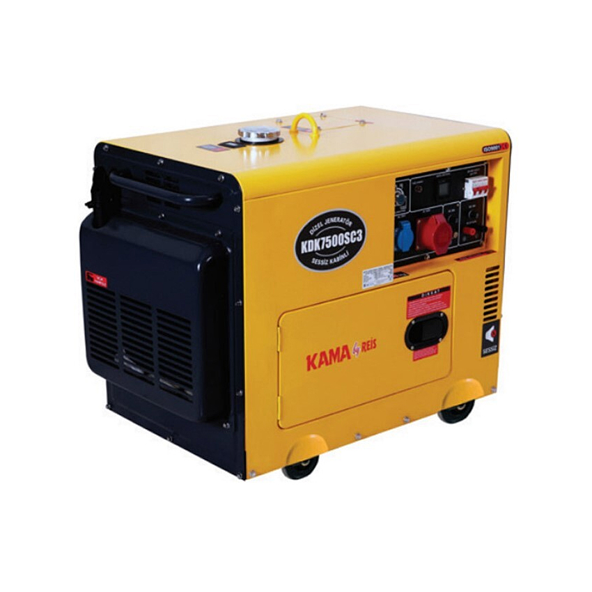 Генератор дизельний KDK7500SC3, 3-фазний 220/400V, 50Hz, 6.9kVA/5.5kW, бак 14.5 л, витрата 1.5 л/год, пуск: стартер, 850х550х720 мм, 160 кг (Y-28210)