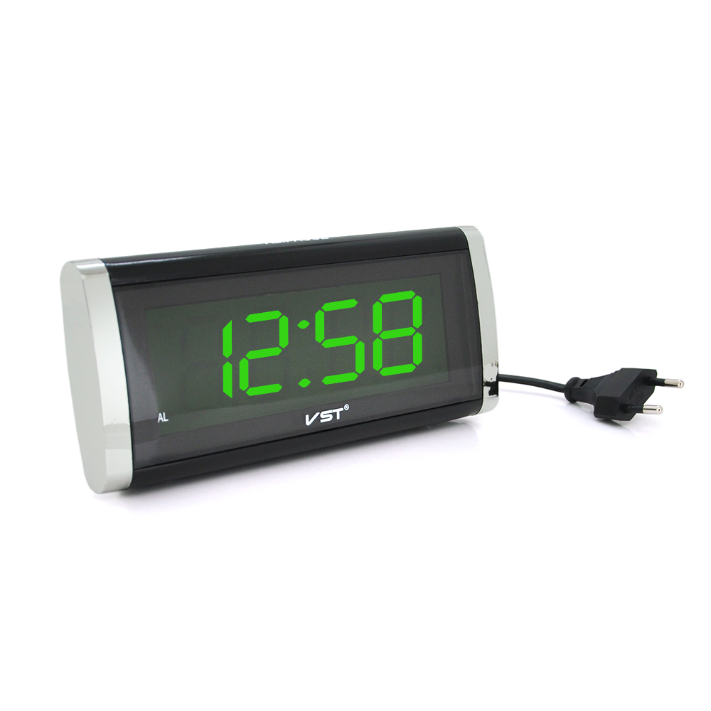 Electronic clock VST-730, alarm clock, cable powered 220V, Light Green Light (Y-30242)