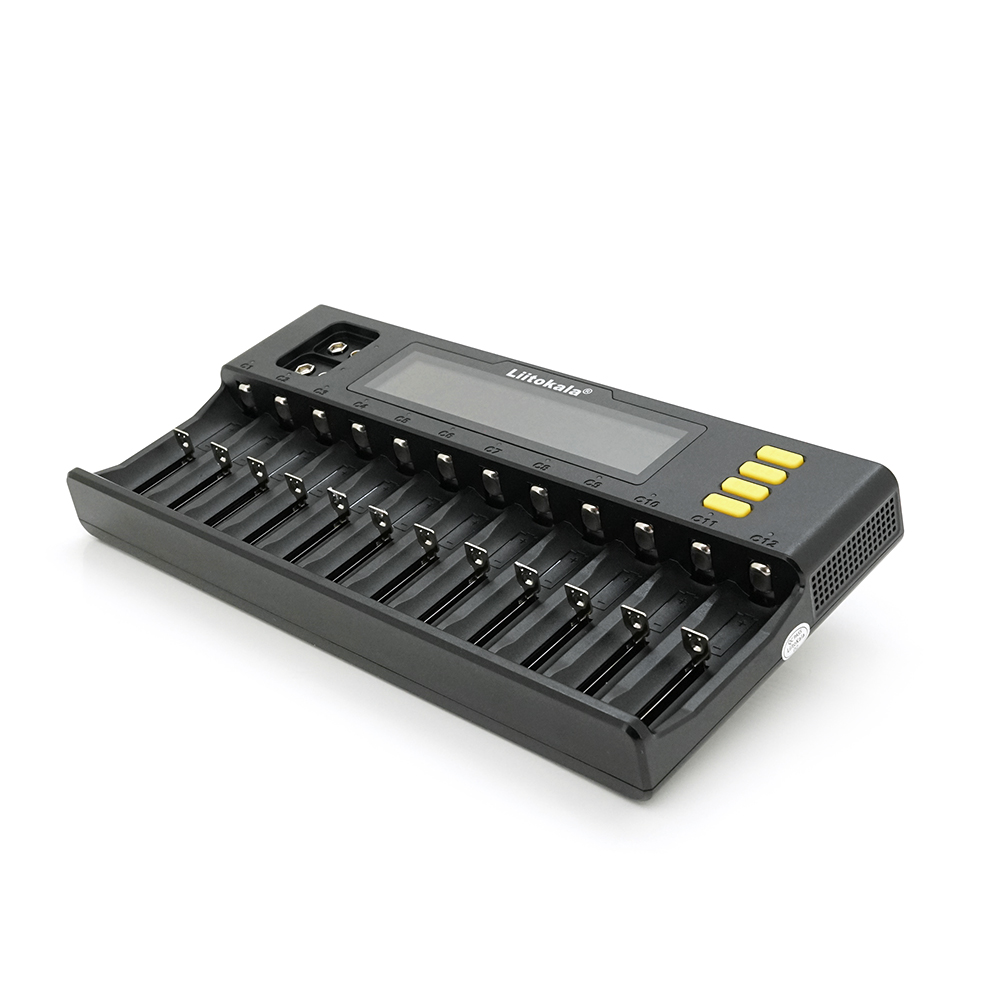 ЗУ універсальне Liitokala Lii-S12, 12+2 каналів, Ni-Mh/Li-ion/LiFePo4/крона, 220V/12V, LED+LCD, Box (Y-34965)
