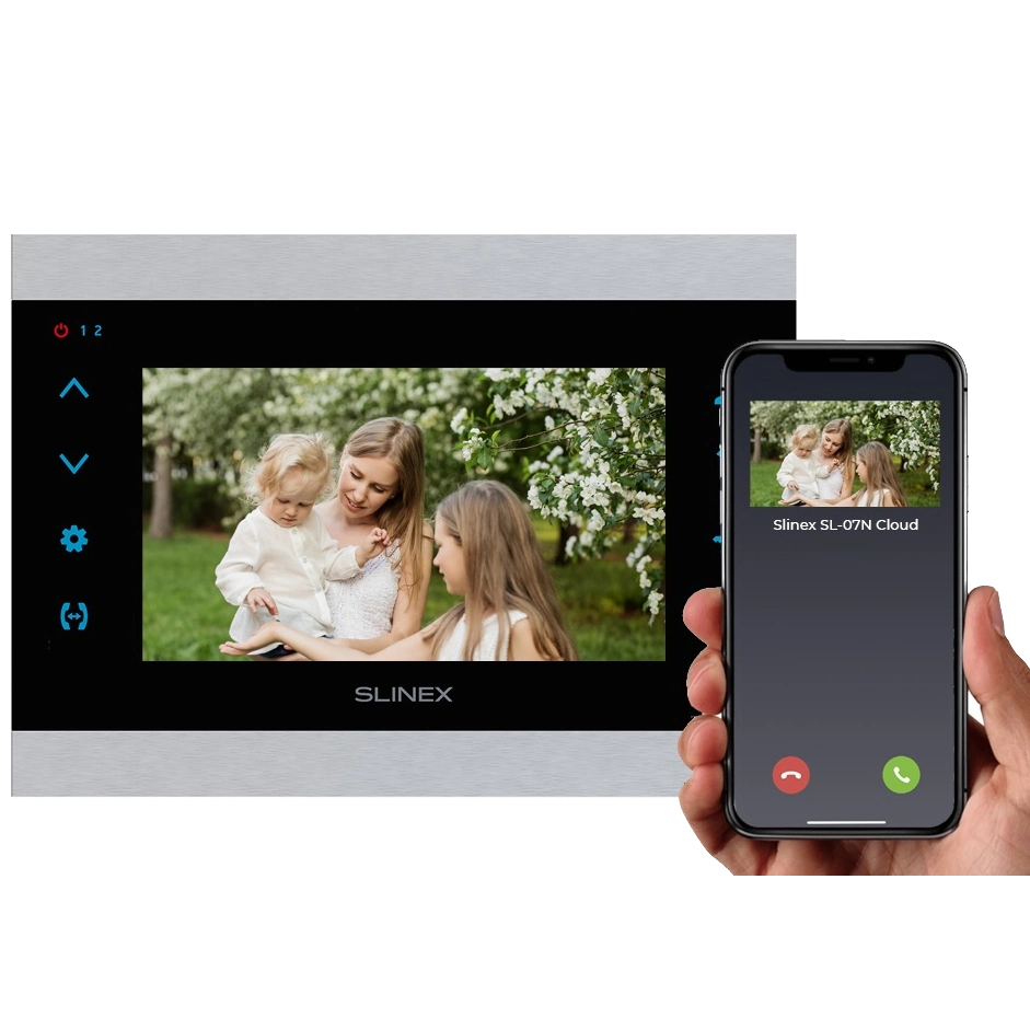 Wi-Fi відеодомофон Slinex SL-07N Cloud (silver/black), AHD, 7” сенсорний IPS екран, переадресація на тел Smart Call, 230×165×22 мм (Y-36575)