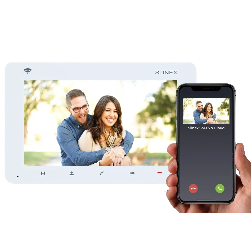 AHD відеодомофон Slinex SM-07N Cloud (white), 7” TFT екран, запис руху, слот microSD, переадресація на тел Smart Call, 193×123×18 мм (Y-38246)