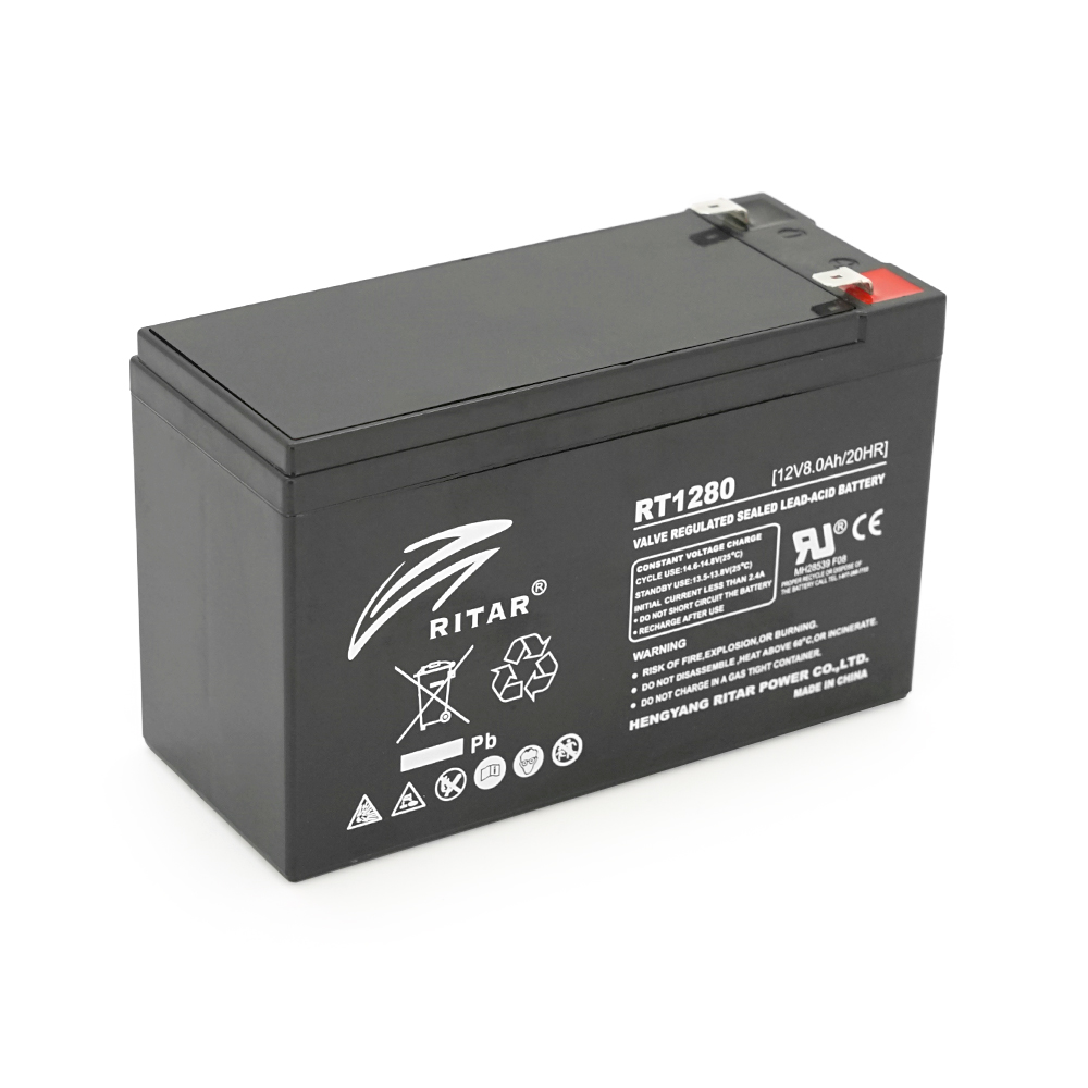Акумуляторна батарея AGM RITAR RT1280, Black Case, 12V 8.0Ah  ( 151 х 65 х 94 (100) ) Q10 (Y-40971)