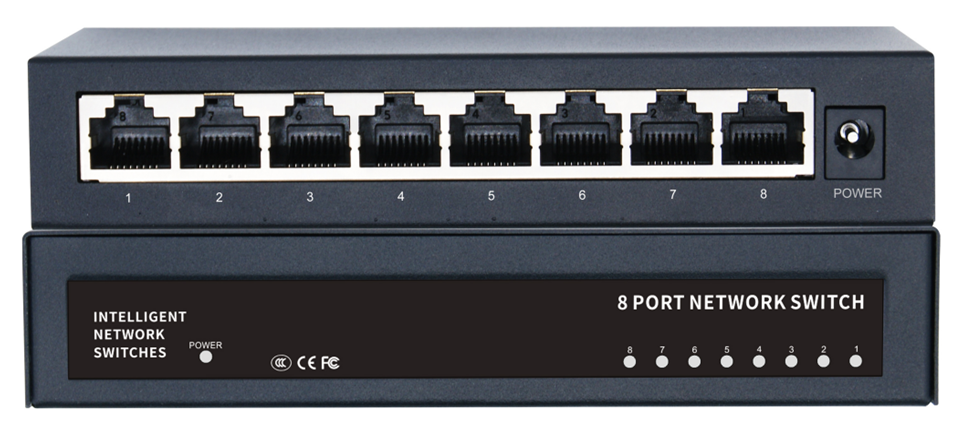 Комутатор Merlion MG1008 8 портів Ethernet 10/100/1000 Мбіт/сек. метал DC 5V 2А. Блок живлення у комплекті (Y-41672)