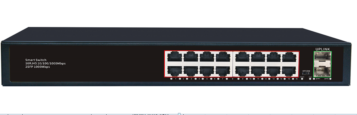 Комутатор Merlion MG1016S 16 портів RJ45 Ethernet + 2 SFP 10/100/1000 Мбіт/сек. метал AC220V. (Y-41688)