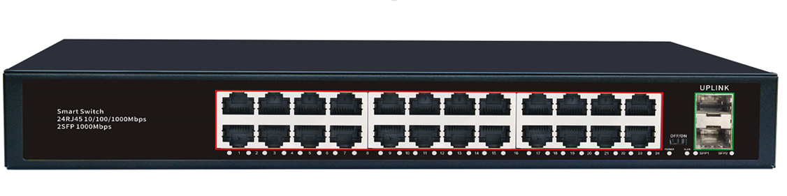 Комутатор Merlion MG1024S 24 портів RJ45 Ethernet + 2 SFP 10/100/1000 Мбіт/сек. метал AC220V. (Y-41689)