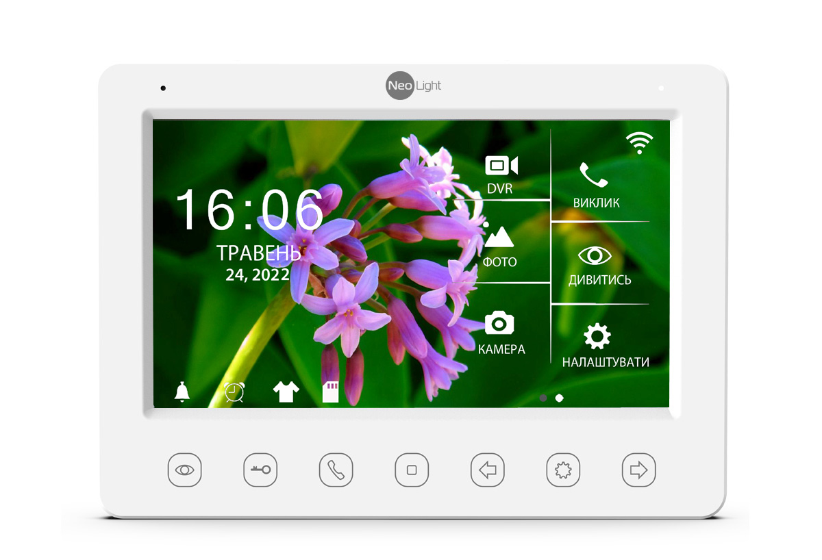 7-дюймовий Full HD відеодомофон з WiFi\LAN і можливістю перегляду архіву з телефону NeoLight KAPPA+ HD WF білий (Y-41706)