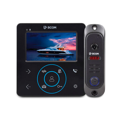 Комплект відеодомофона BCOM BD-480 Black Kit (домофон 4 дюйми без пам’яті + виклична панель 1000 ТВл) (Y-43188)