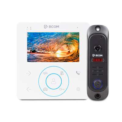 Комплект відеодомофона BCOM BD-480 White Kit (домофон 4 дюйми без пам’яті + виклична панель 1000 ТВЛ) (Y-43189)