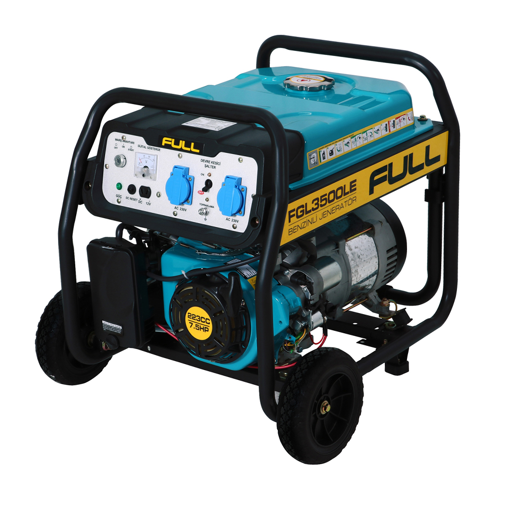 Генератор бензиновий FGL 3500LE, 1-фазний 230V, 50Hz, 3.5kVA/2.8kW, бак 17 л, витрата 1.3 л/год, пуск: ручний/стартер (без АКБ), 620х470х530 мм, 50 кг (Y-43576)