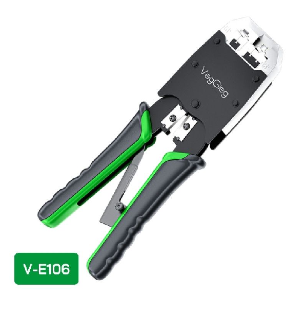 Інструмент VegGieg V-E113 для обтискання RJ-45 (8P8C) та RJ-12/11 (6P6C) 4P4C, Чорно/Зелені Q10 (Y-43635)