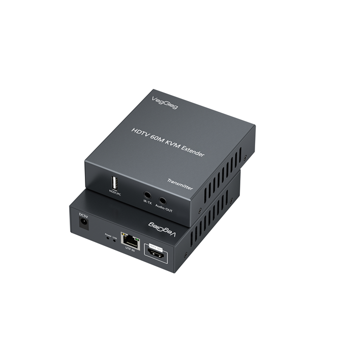 Активний VEGGIEG V-HD010 KVM HDMI 2*1 спліттер 60m, HDMI 1080P, USB & Audio Support, Grey, Box (Y-43638)