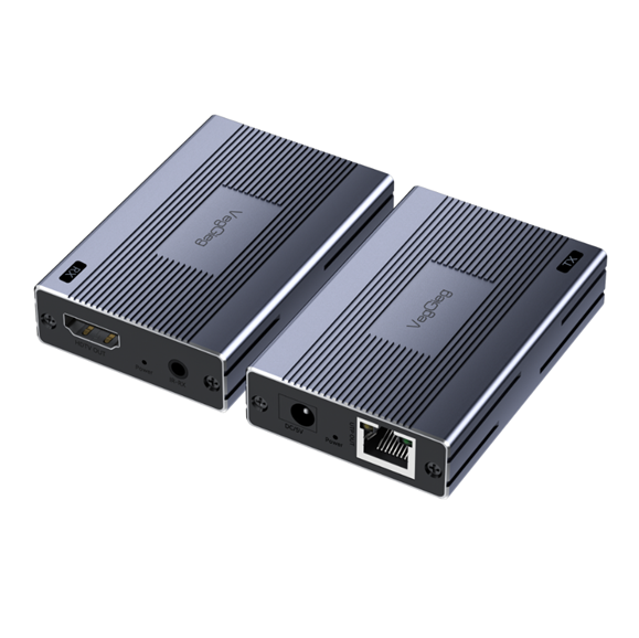 Активний VEGGIEG V-HE60 HDMI 2*1 конвертер 60m, HDMI 1080P, LAN CAT 5E/6At, Grey, Box (Y-43646)