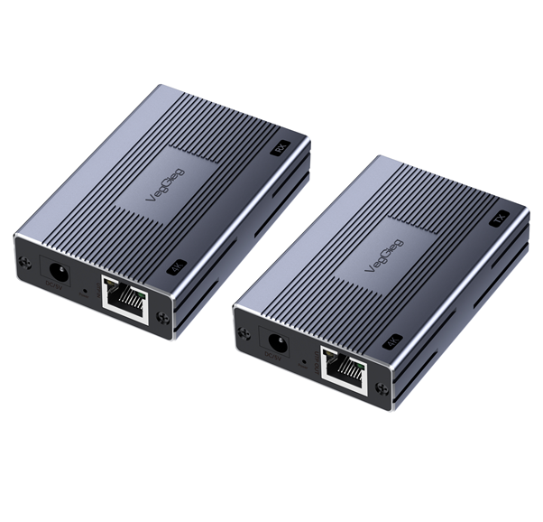 Активний VEGGIEG V-HE120 HDMI 2*1 конвертер 120m, HDMI 1080P, LAN CAT 5E/6At, Grey, Box (Y-43648)