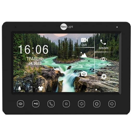 7-дюймовий Full HD відеодомофон з WiFi\LAN і можливістю перегляду архіву з телефону NeoLight KAPPA+ HD WF чорний (Y-44676)
