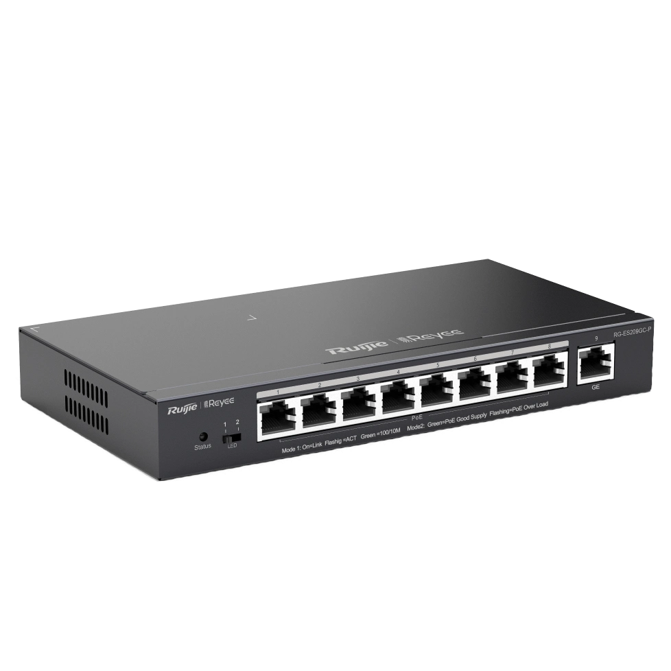 9-портовий 10/100/1000Мб керований PoE комутатор Ruijie Reyee RG-ES209GC-P (Y-45451)
