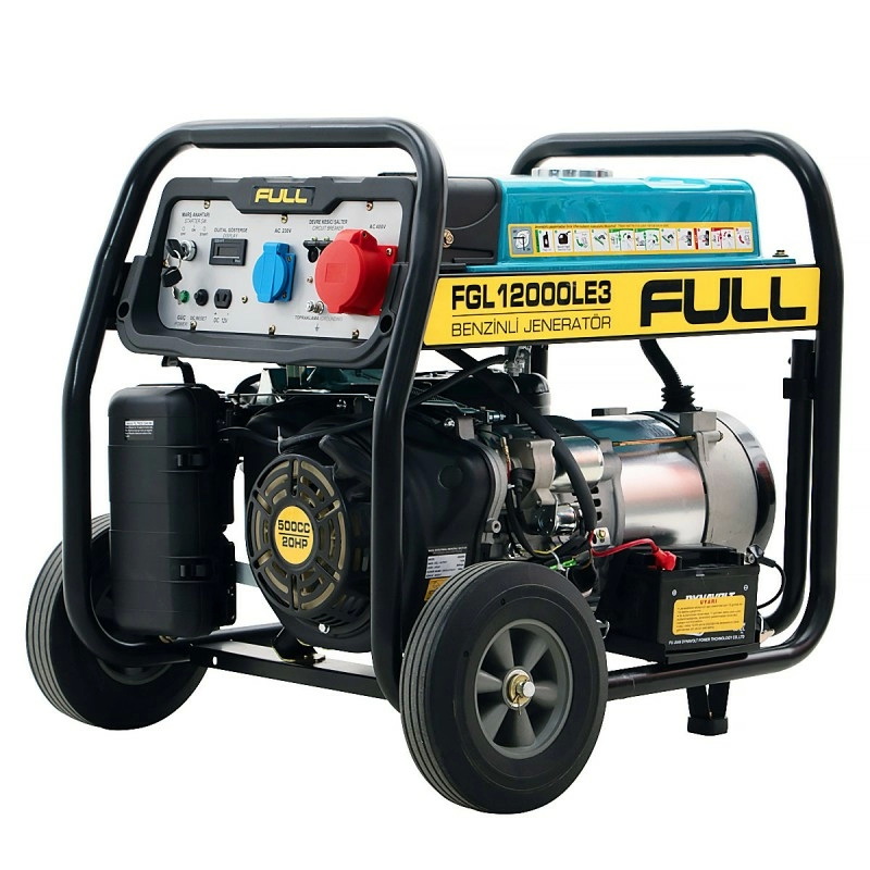 Генератор бензиновий FULL FGL12000LE3, 3-фазный 380/220V, 50Hz, 12kVA/9.6kW, бак 28 л, расход 3 л/ч, пуск: ручной/стартер (без АКБ) (Y-45473)