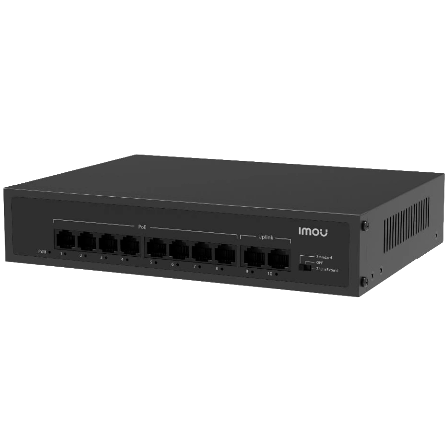 10-ти портовий некерований POE комутатор Imou SF110P з 8POE 100 Мбіт + 2хUP-Link 100Мбіт, до 250м, 65Вт, 220×162×44 мм (Y-46686)