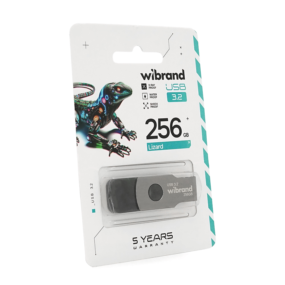 Флеш-накопичувач Wibrand USB 3.2 Gen1 Lizard 256GB Black (Y-47461)