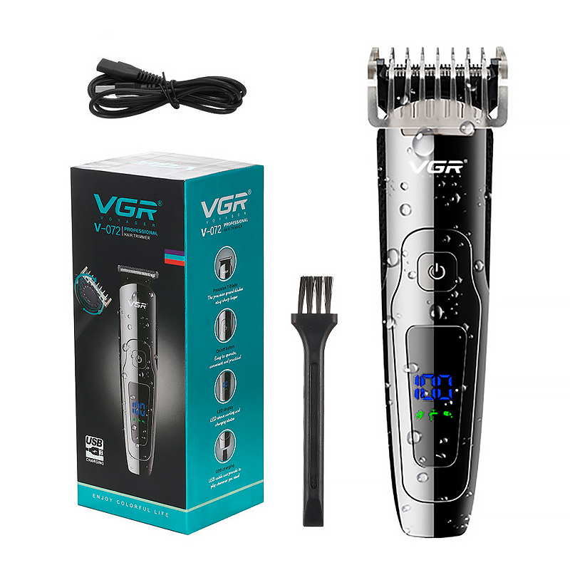 Тример VGR V-072, 1 насадка, LED display, 7500 RPM, акумулятор 1200mAh, Silver, Box (Y-48017)